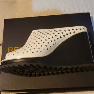 Rebecca Minkoff Hudson Perforated Wedge Mule White sz 8.5M